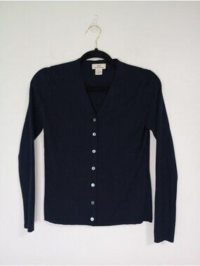 Brooks Brothers 346 Womens Silk Blend Navy Cardigan Sweater Small Button Front